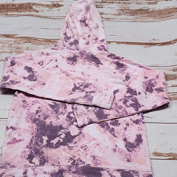 🌺3/$20 Athleta Hoodie PinkbTie Dye Thumbholes Soft Stretch M 8-10 - Picture 3 of 9